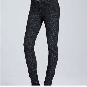7 for all mankind green & black lace denim
